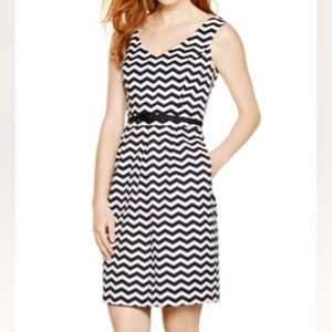 White House Black Market Black and White Zigzag Midi Dress